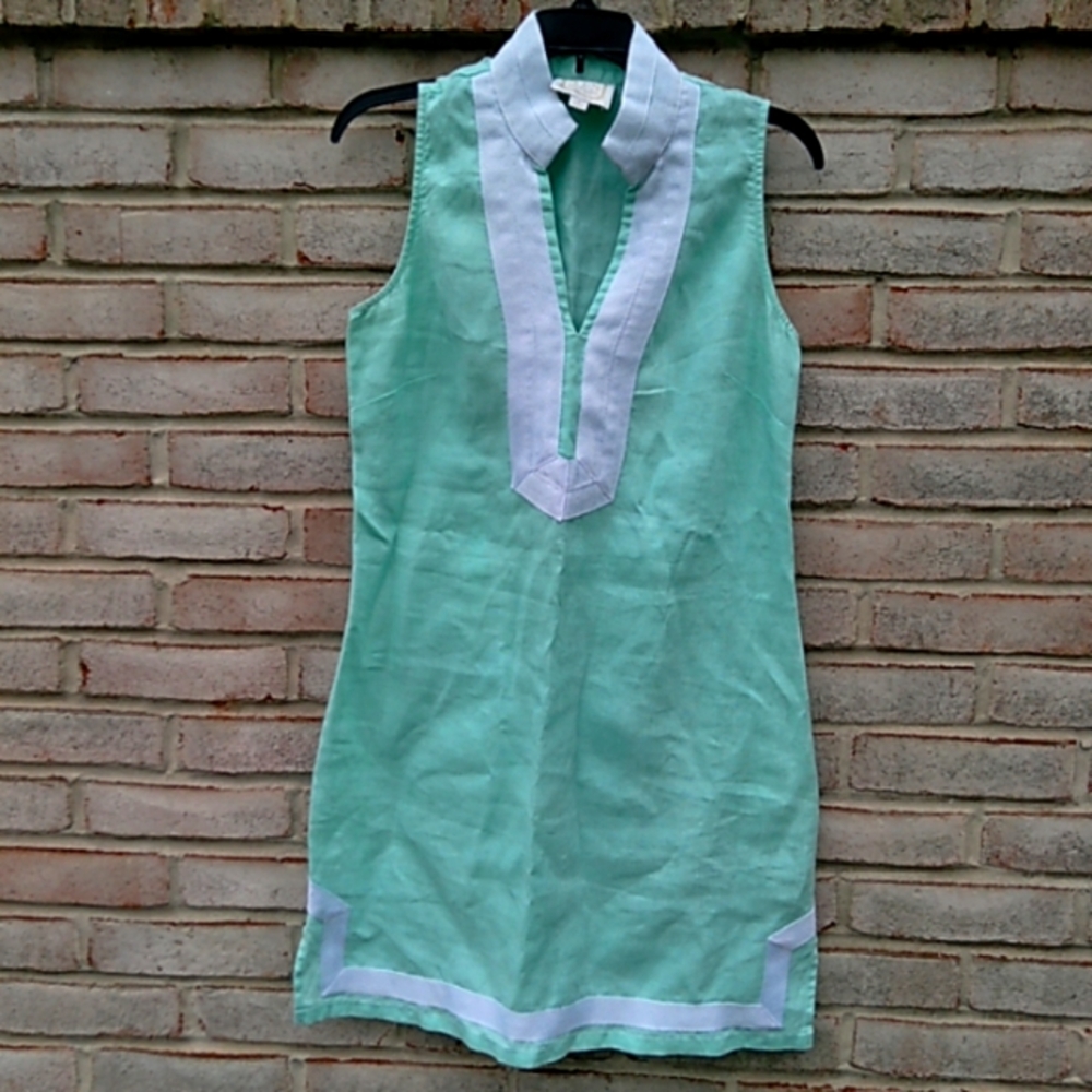 Sail to Sable | 100% linen mint green dress size small
